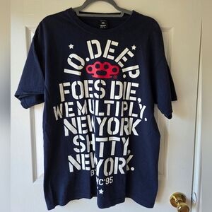 10.Deep Men's T Shirt L‎ Navy Graphic Short Sleeves